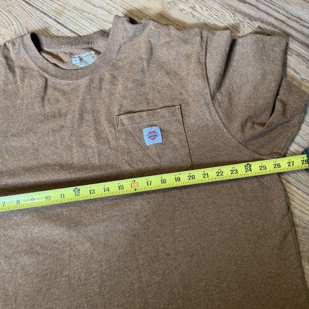 Friends Of Carhartt Shirt Men XLarge Brown Pocket Tee Loose Baggy Fit Distressed - Picture 3 of 4